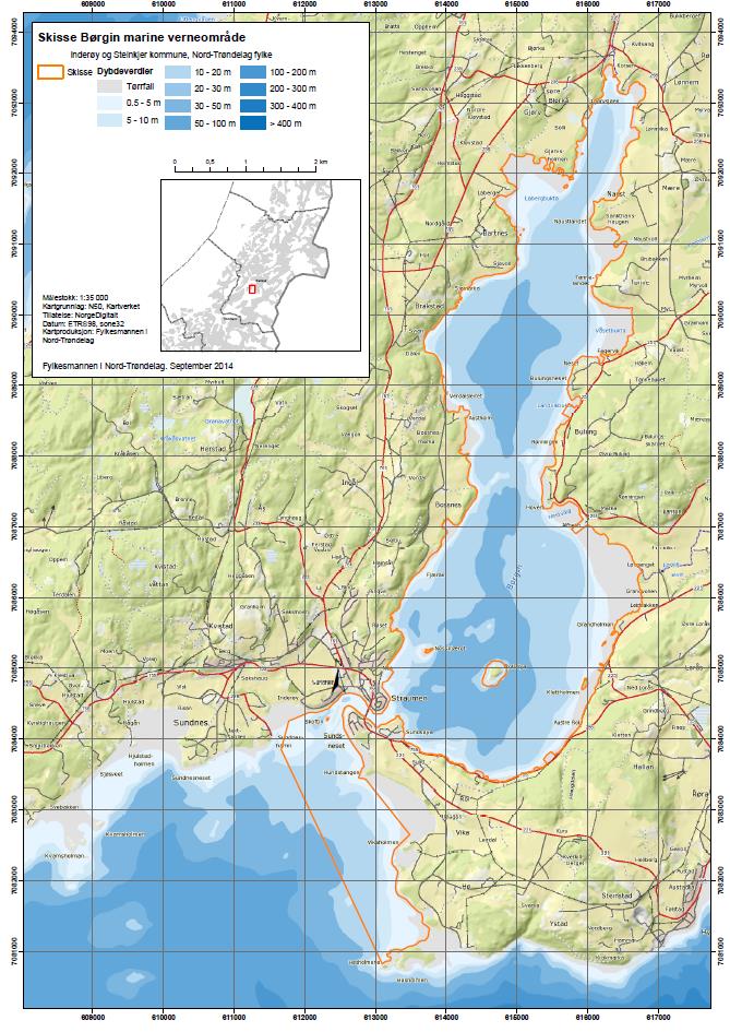 Det marine verneområdet dekker et sjøareal på 22 km² (inkl.
