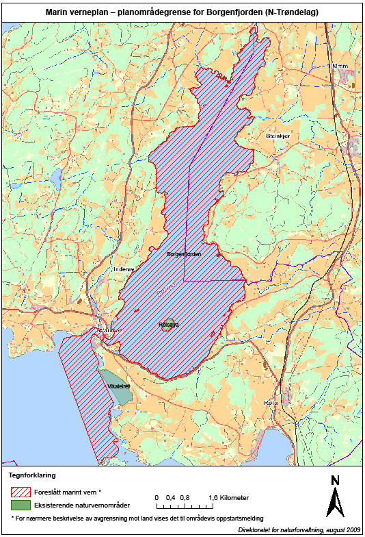 Forslag kart Børgin marine verneområde 2 Geografisk avgrensing Kart i oppstartsmelding 2009 Grensen