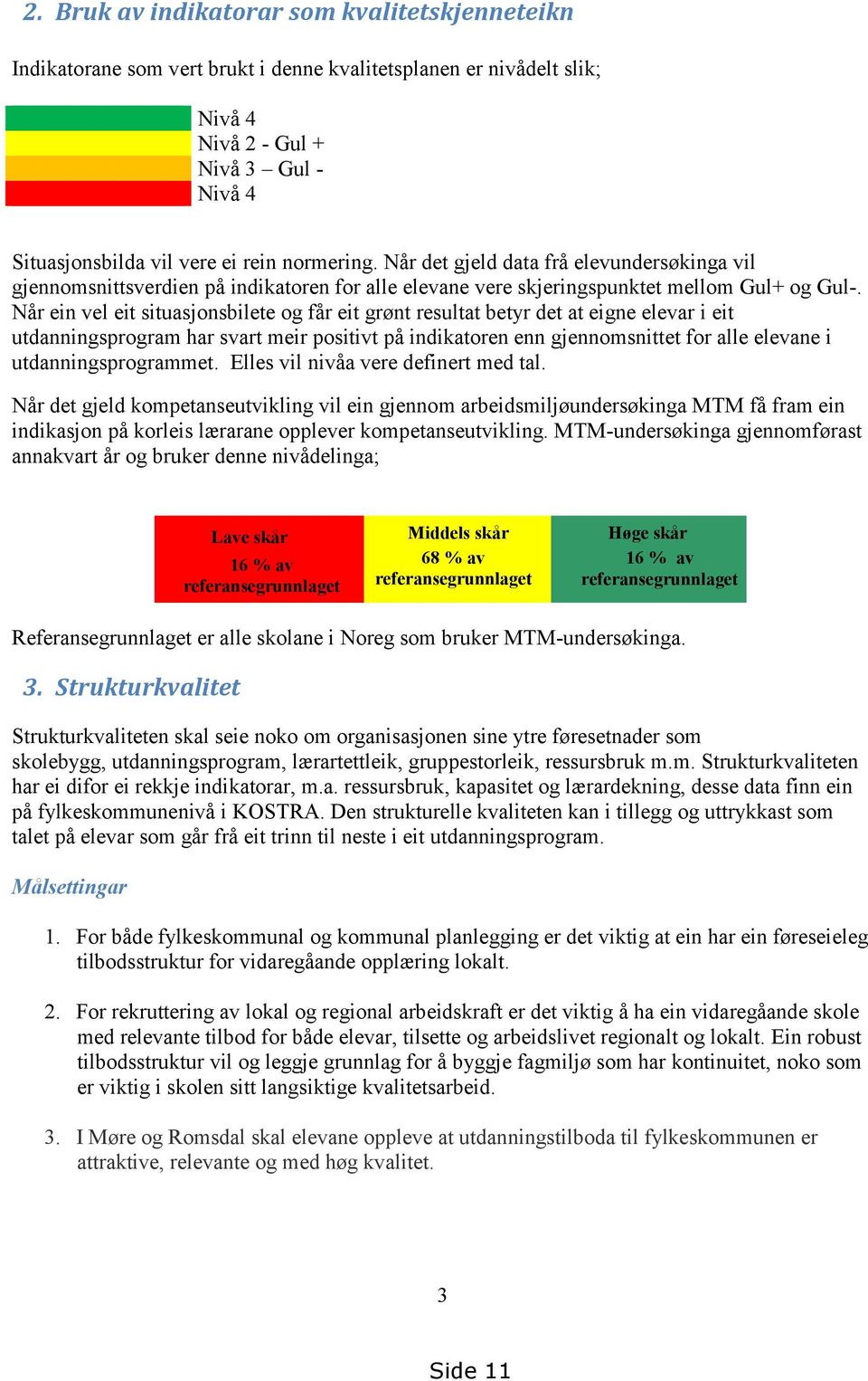 Når ein vel eit situasjonsbilete og får eit grønt resultat betyr det at eigne elevar i eit utdanningsprogram har svart meir positivt på indikatoren enn gjennomsnittet for alle elevane i