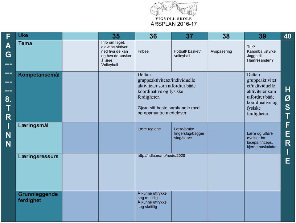 VI G VOLL SK OLE ÅRSPLAN Fotball/ basket/ volleyball - PDF Gratis nedlasting