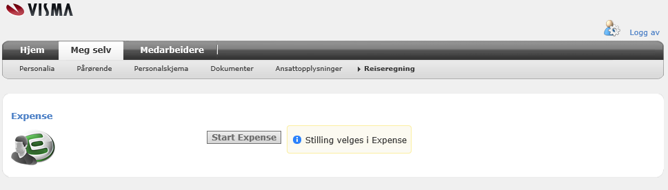 PÅLOGGING VISMA.NET EXPENSE For å logge seg på Visma.net Expense kan man enten logge seg på via Enterprise WEB eller direkte på Visma.net Pålogging fra Enterprise WEB For å logge på Visma.