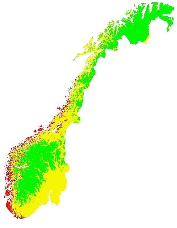 Potensiell råtefare i Norge Risikoen avhenger av