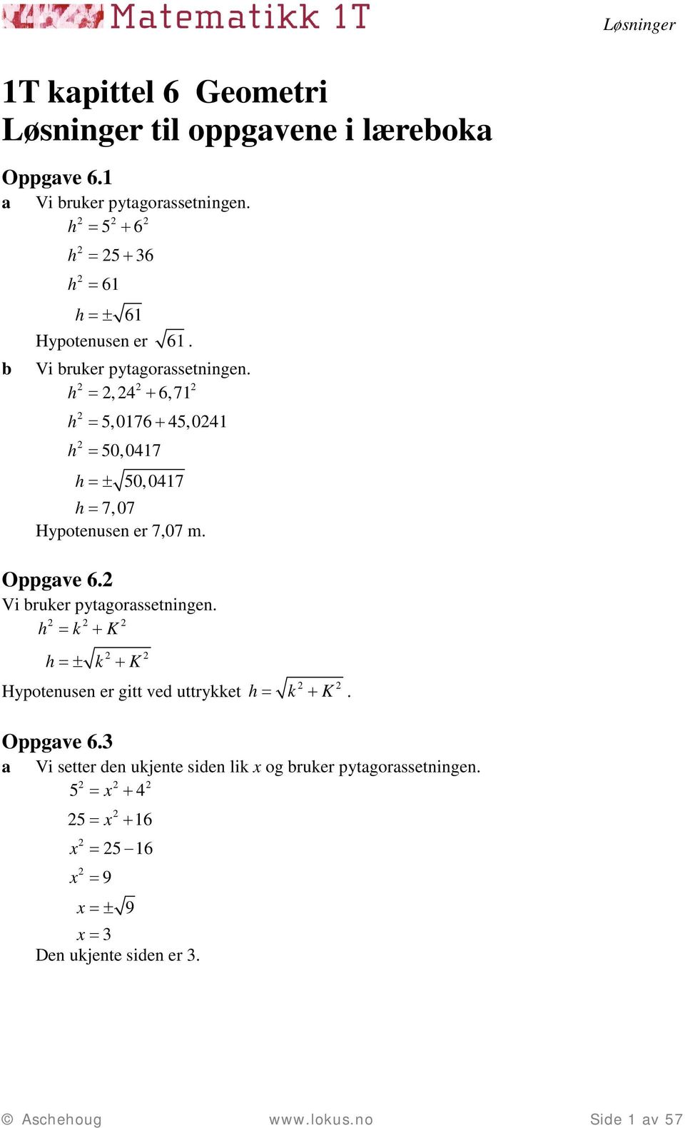 1T kapittel 6 Geometri Løsninger til oppgavene i læreboka - PDF Free  Download