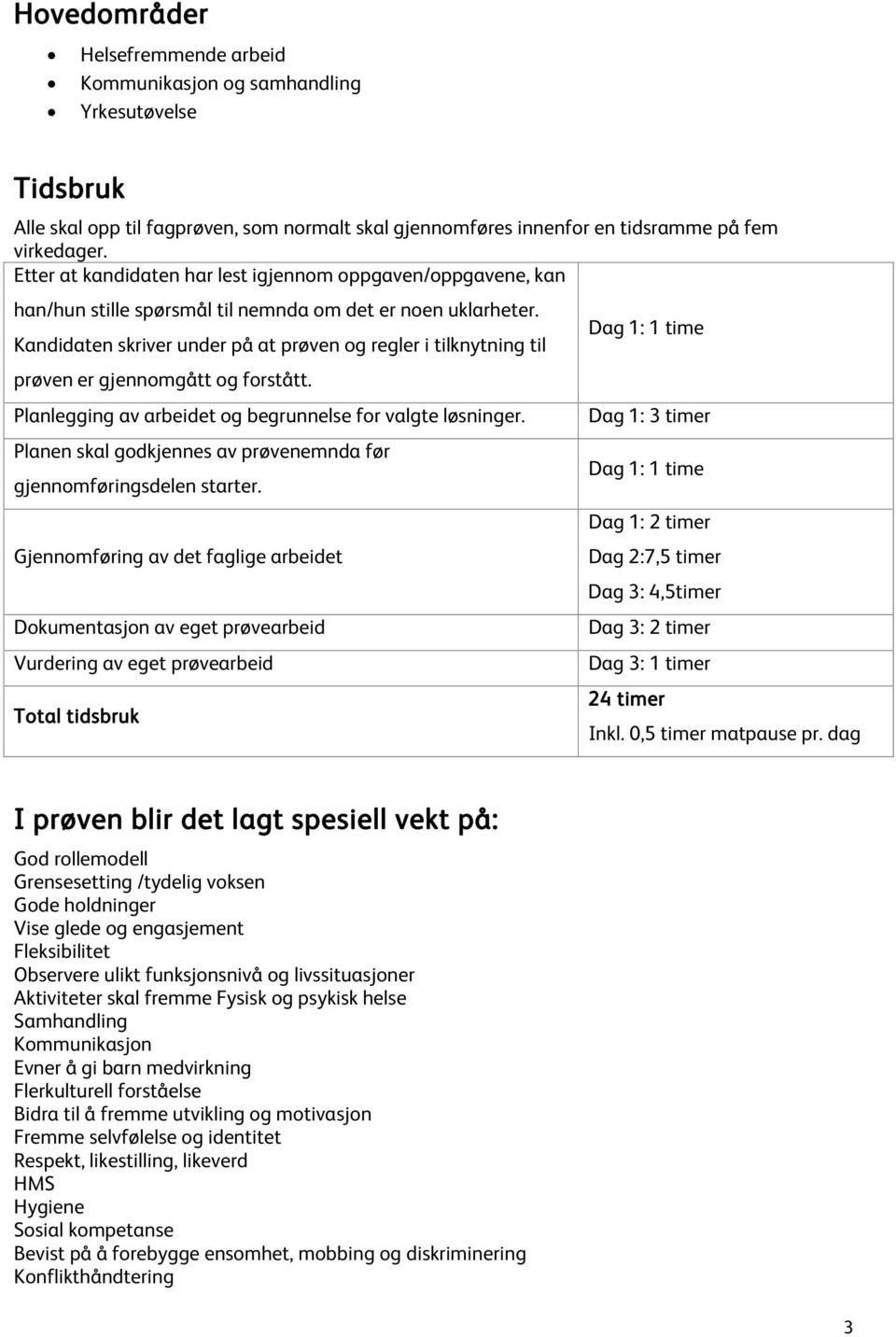 Kandidaten skriver under på at prøven og regler i tilknytning til prøven er gjennomgått og forstått. Planlegging av arbeidet og begrunnelse for valgte løsninger.