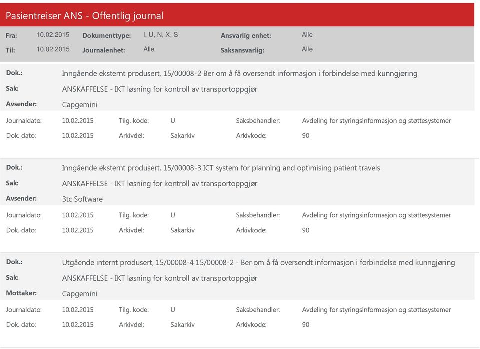 for planning and optimising patient travels 3tc Software tgående internt produsert,