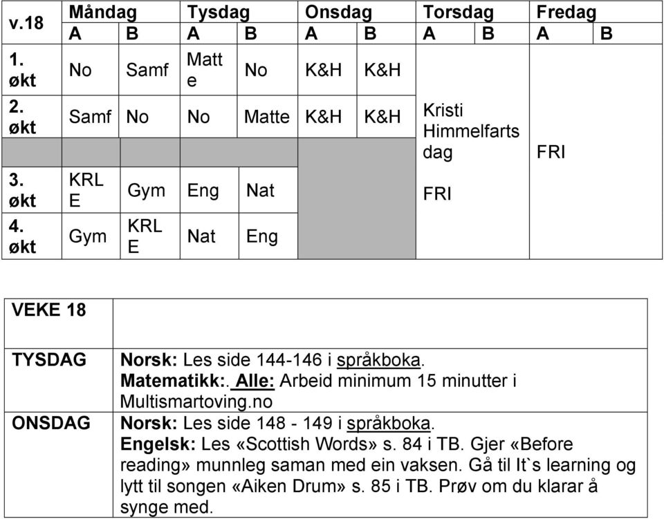 no rsk: Les side 148-149 i språkboka. ngelsk: Les «Scottish Words» s. 84 i TB.