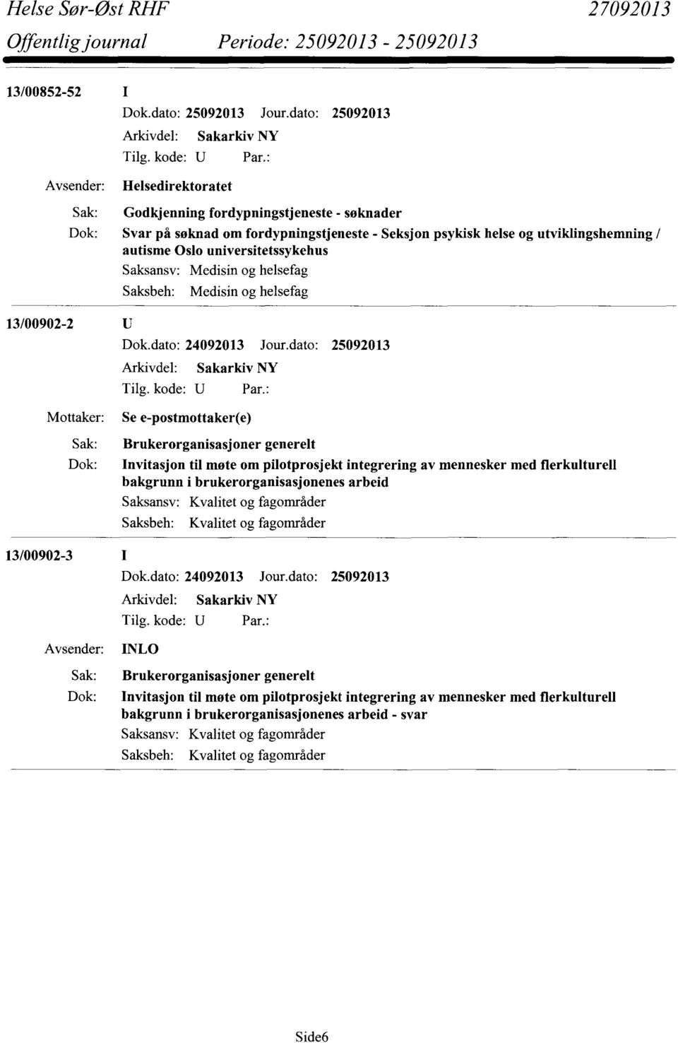 integrering av mennesker med flerkulturell bakgrunn i brukerorganisasjonenes arbeid INLO Saksansv: Kvalitet og fagområder Kvalitet og fagområder Sak: Brukerorganisasjoner generelt