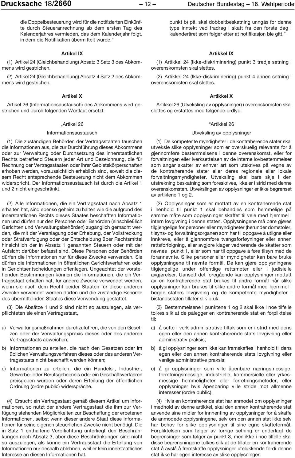 übermittelt wurde. Artikel IX (1) Artikel 24 (Gleichbehandlung) Absatz 3 Satz 3 des Abkommens wird gestrichen. (2) Artikel 24 (Gleichbehandlung) Absatz 4 Satz 2 des Abkommens wird gestrichen.