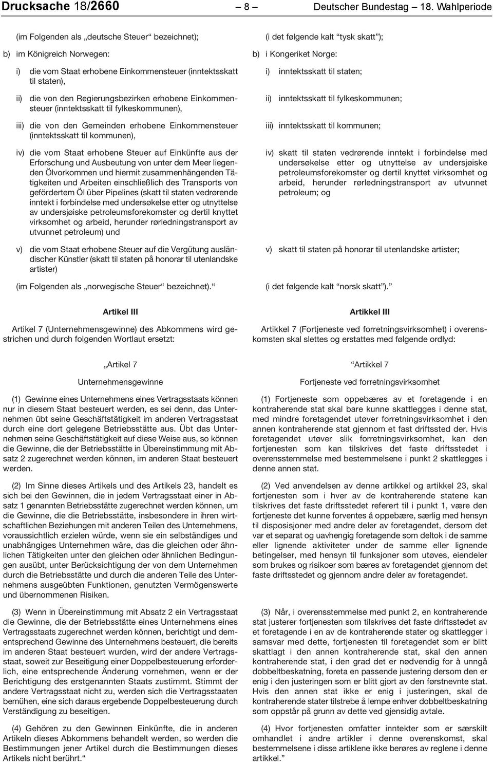 Kongeriket Norge: i) inntektsskatt til staten; ii) die von den Regierungsbezirken erhobene Einkommensteuer (inntektsskatt til fylkeskommunen), ii) inntektsskatt til fylkeskommunen; iii) die von den