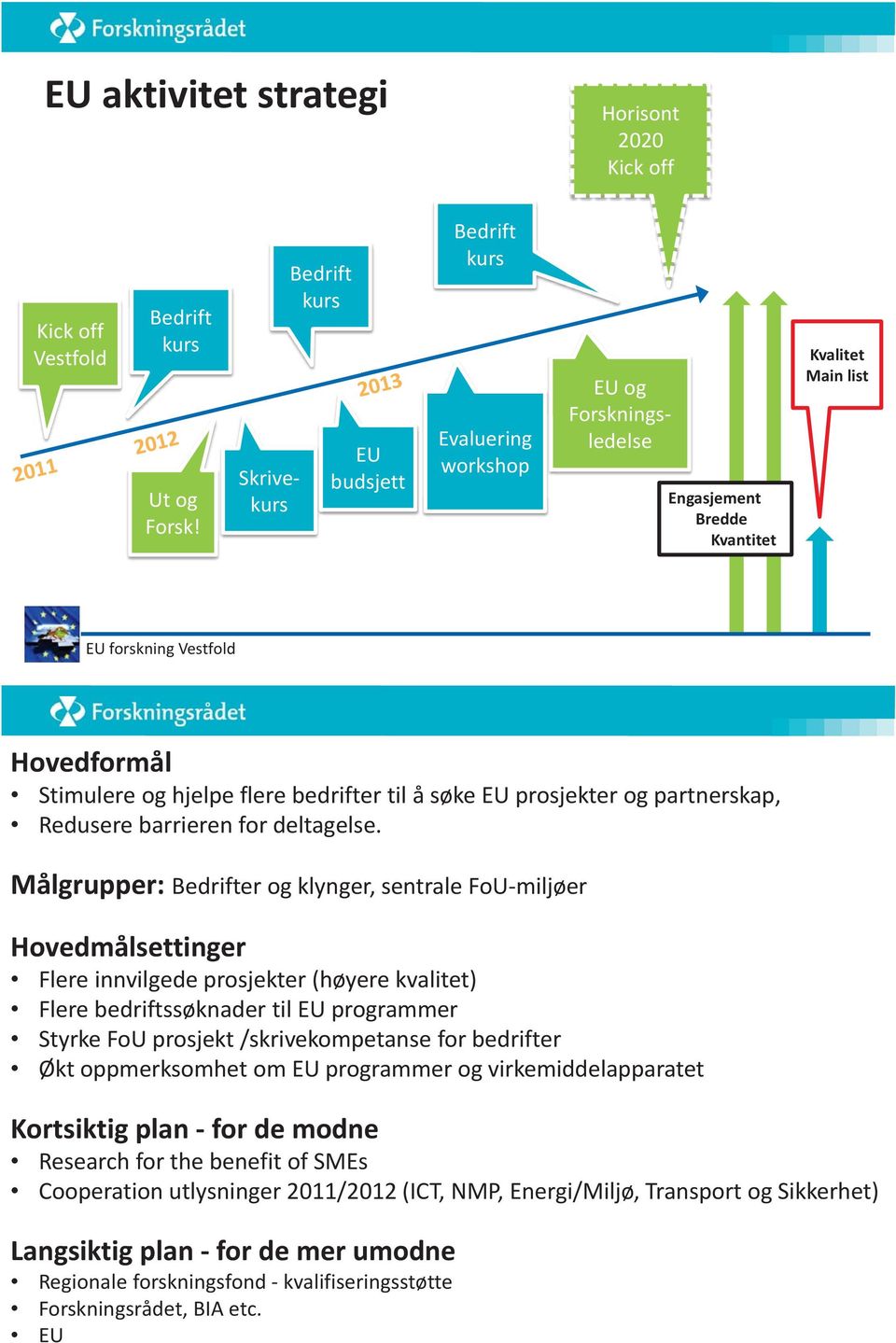 flere bedrifter til å søke EU prosjekter og partnerskap, Redusere barrieren for deltagelse.