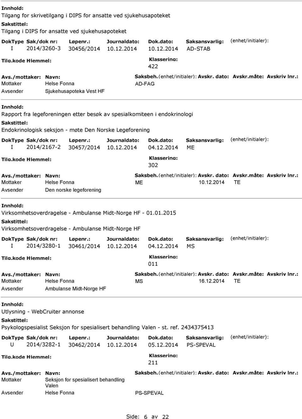 : AD-FAG Sjukehusapoteka Vest HF Rapport fra legeforeningen etter besøk av spesialkomiteen i endokrinologi Endokrinologisk seksjon - møte Den Norske Legeforening 2014/2167-2 30457/2014 04.12.