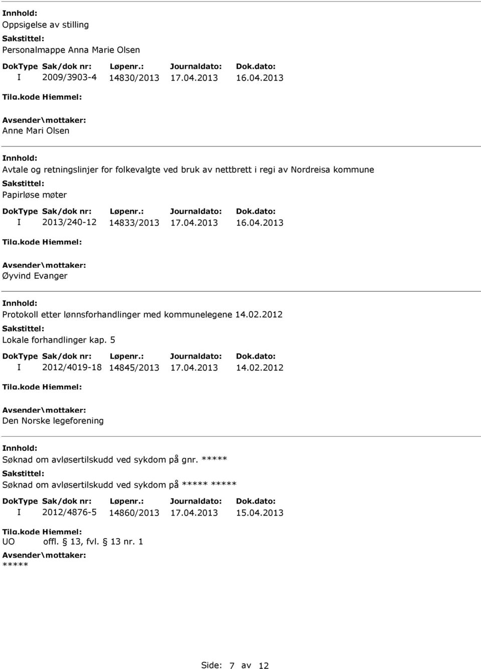 lønnsforhandlinger med kommunelegene 14.02.2012 Lokale forhandlinger kap. 5 2012/4019-18 14845/2013 14.02.2012 Den Norske legeforening Søknad om avløsertilskudd ved sykdom på gnr.