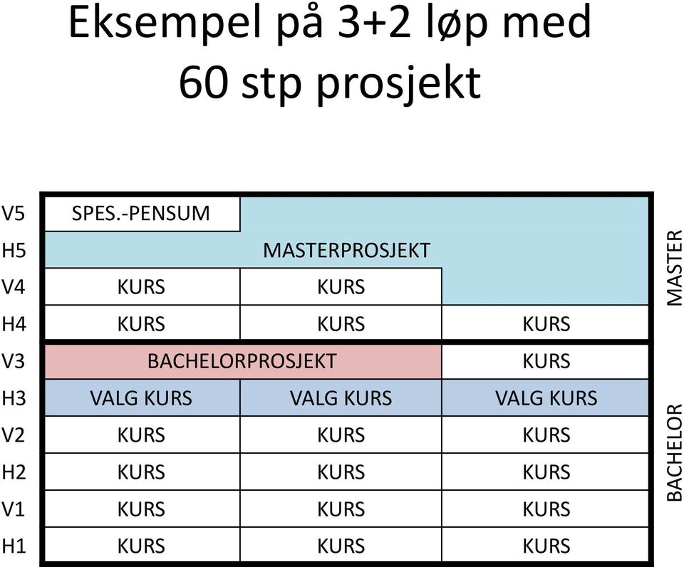 V3 BACHELORPROSJEKT KURS H3 VALG KURS VALG KURS VALG KURS V2