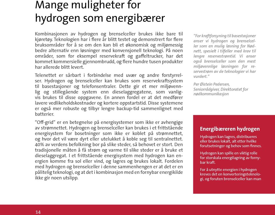 På noen områder, som for eksempel reservekraft og gaffeltrucker, har det kommet kommersielle gjennombrudd, og flere hundre tusen produkter har allerede blitt levert.