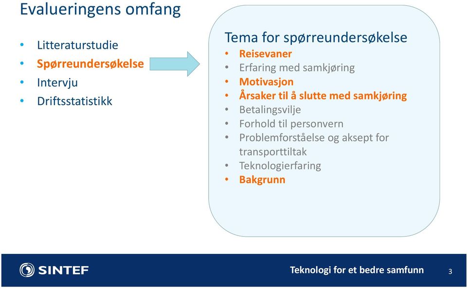 til å slutte med samkjøring Betalingsvilje Forhold til personvern Problemforståelse