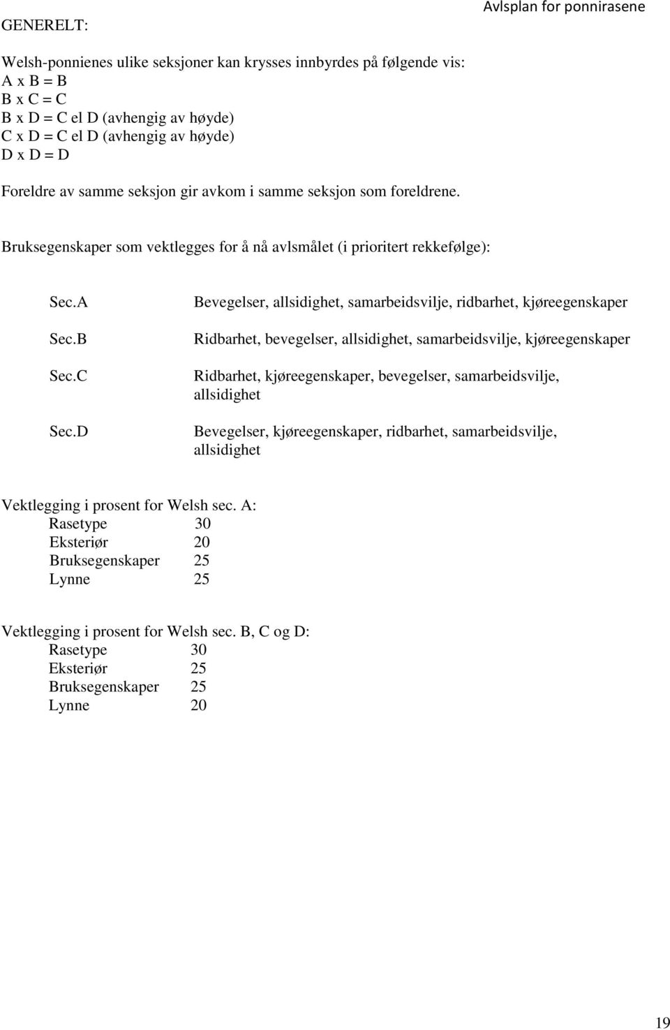 D Bevegelser, allsidighet, samarbeidsvilje, ridbarhet, kjøreegenskaper Ridbarhet, bevegelser, allsidighet, samarbeidsvilje, kjøreegenskaper Ridbarhet, kjøreegenskaper, bevegelser, samarbeidsvilje,