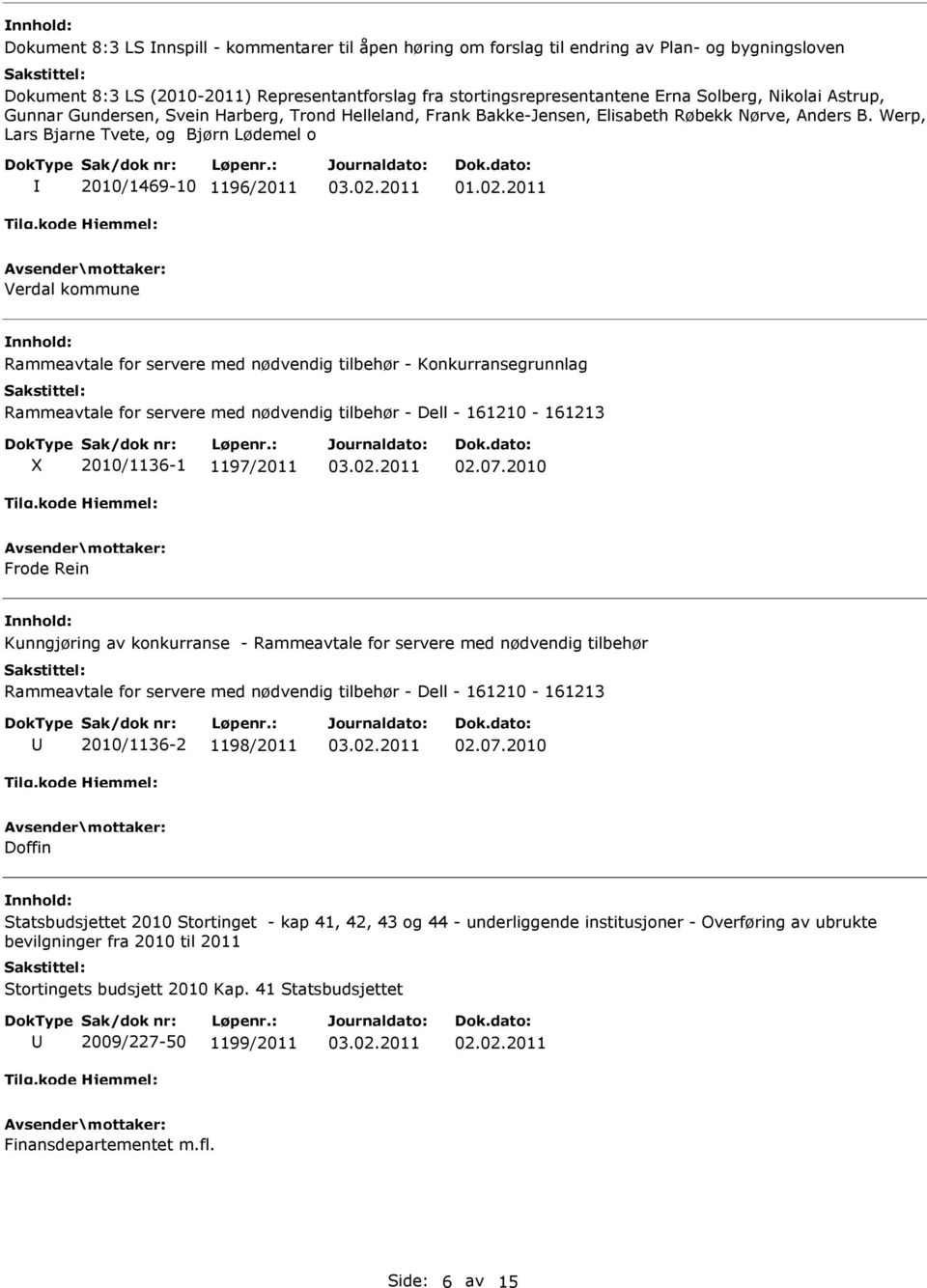 2011 Verdal kommune Rammeavtale for servere med nødvendig tilbehør - Konkurransegrunnlag X 2010/1136-1 1197/2011 02.07.