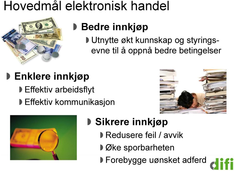 Enklere innkjøp Effektiv arbeidsflyt Effektiv kommunikasjon