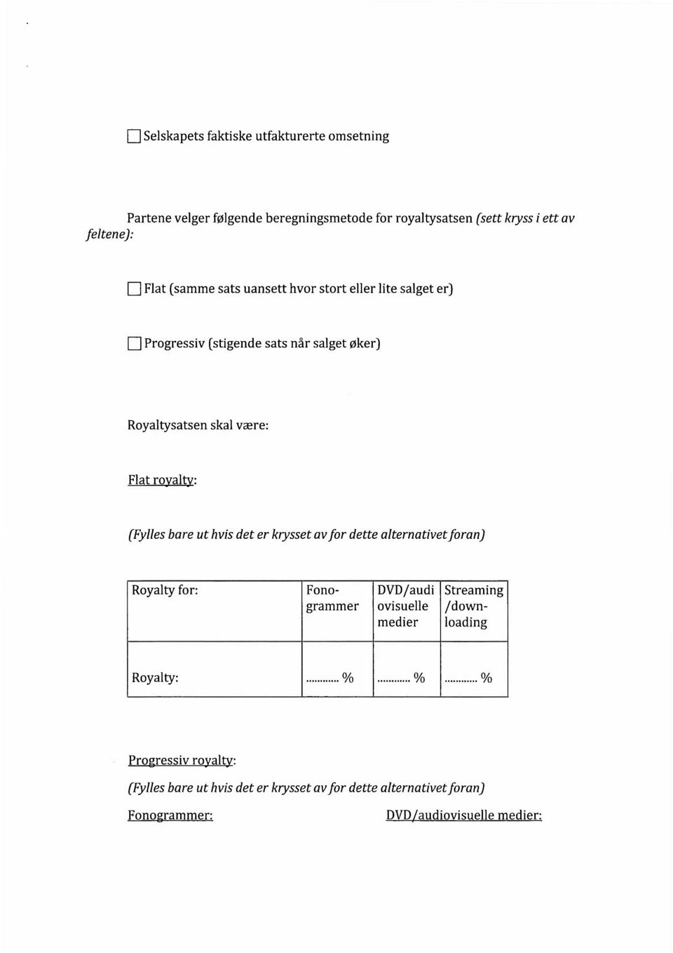 bare ut hvis det er krysset av for dette alternativet foran] Royalty for: Fono- DVD/audi Streaming grammer ovisuelle /downmedier loading Royalty:.