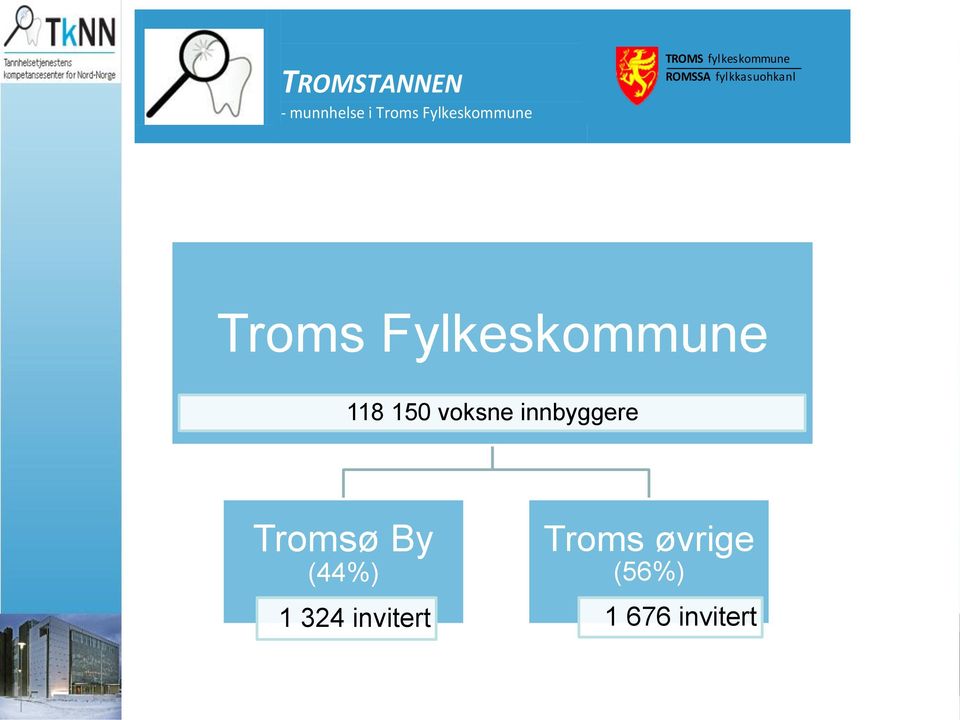 Fylkeskommune 118 150 voksne innbyggere Tromsø By