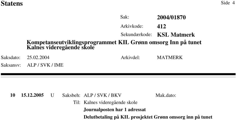 2004 Arkivdel: MATMERK 10 15.12.2005 U Saksbeh: ALP / SVK / BKV Mak.