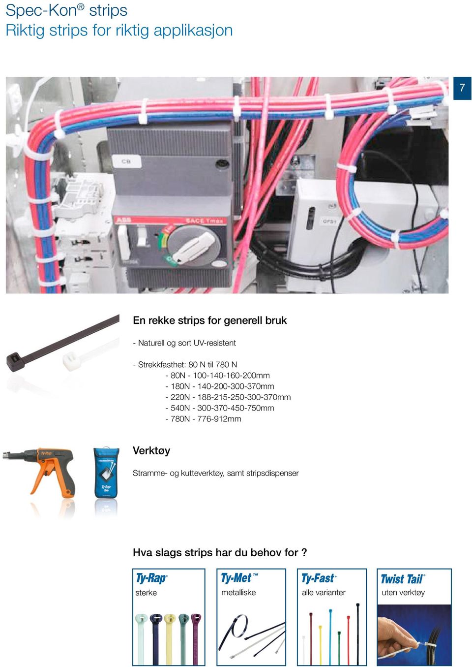 220N - 188-215-250-300-370mm - 540N - 300-370-450-750mm - 780N - 776-912mm Verktøy Stramme- og