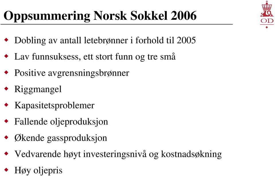 avgrensningsbrønner Riggmangel Kapasitetsproblemer Fallende