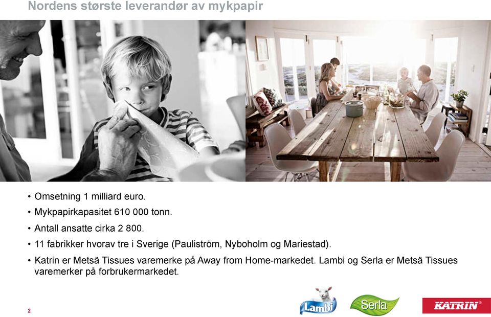 11 fabrikker hvorav tre i Sverige (Pauliström, Nyboholm og Mariestad).