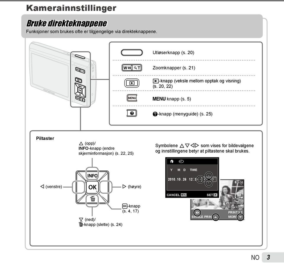 25) Piltaster F (opp)/ INFO-knapp (endre skjerminformasjon) (s.