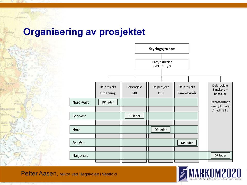 Rammevilkår Delprosjekt Fagskole bachelor Nord-Vest Sør-Vest DP leder DP