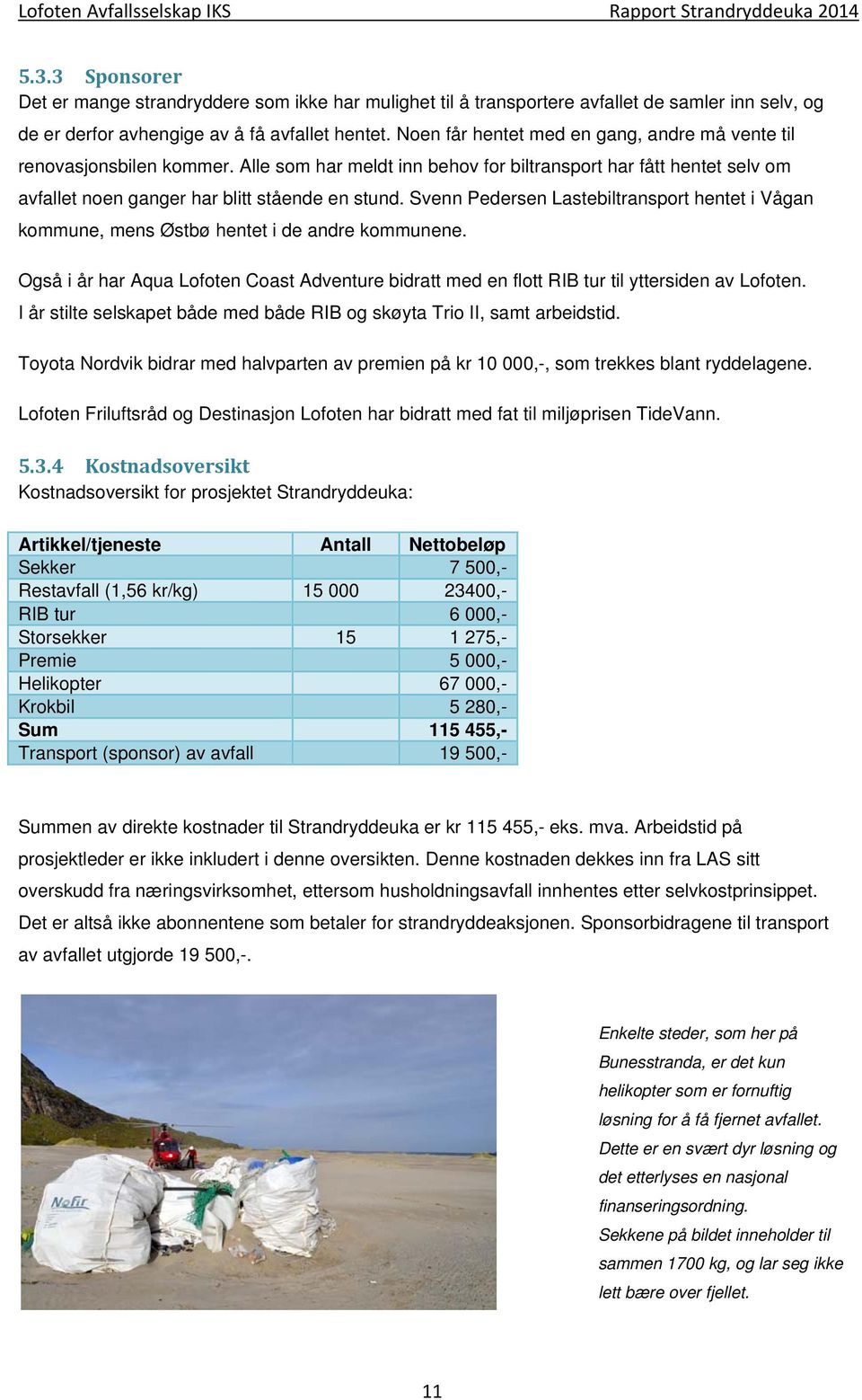 Svenn Pedersen Lastebiltransport hentet i Vågan kommune, mens Østbø hentet i de andre kommunene. Også i år har Aqua Lofoten Coast Adventure bidratt med en flott RIB tur til yttersiden av Lofoten.
