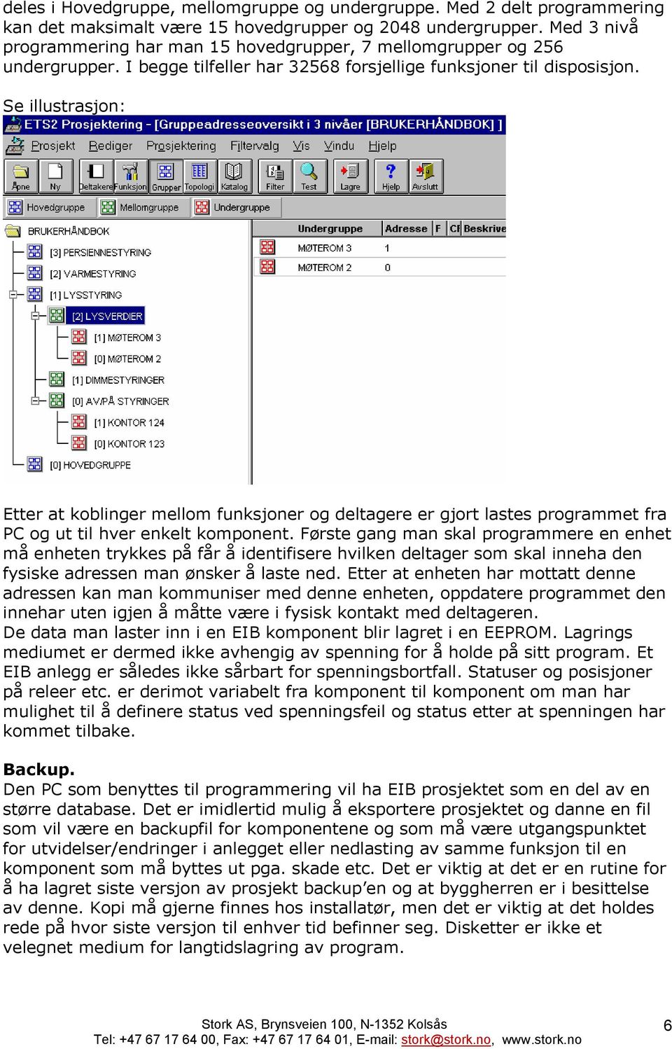 Se illustrasjon: Etter at koblinger mellom funksjoner og deltagere er gjort lastes programmet fra PC og ut til hver enkelt komponent.