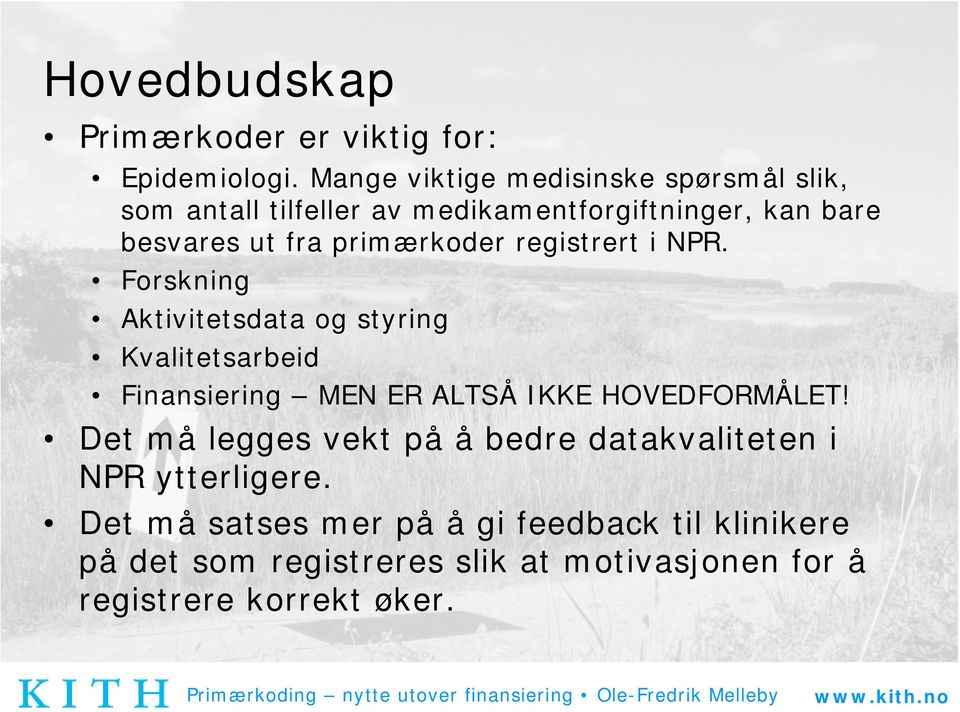 primærkoder registrert i NPR.