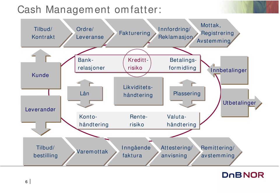 Lån Likviditetshåndtering Plassering Konto- Rente- Valutahåndtering risiko håndtering Innbetalinger