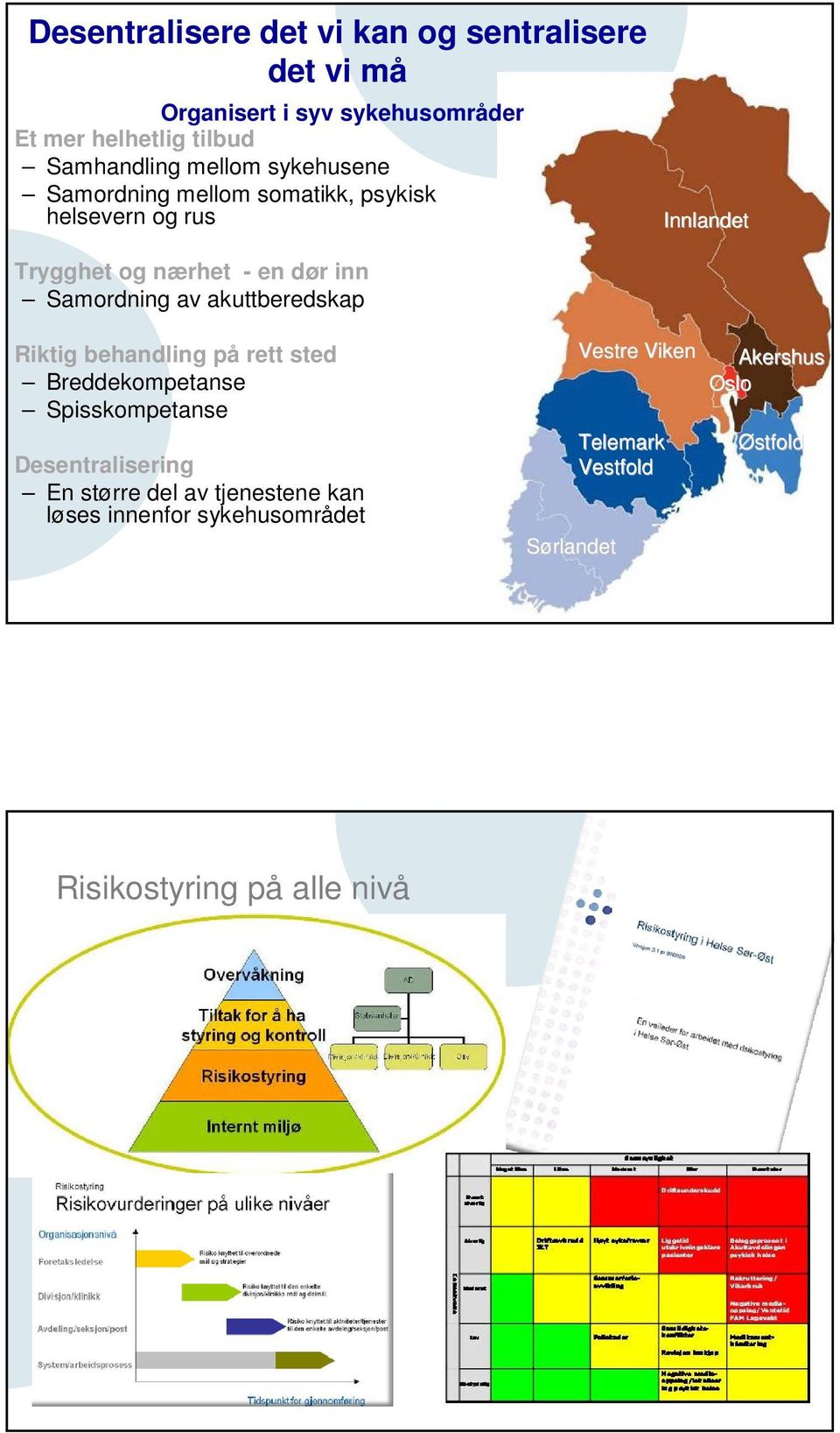 akuttberedskap Innlandet Riktig behandling på rett sted Breddekompetanse Spisskompetanse Desentralisering En større del av