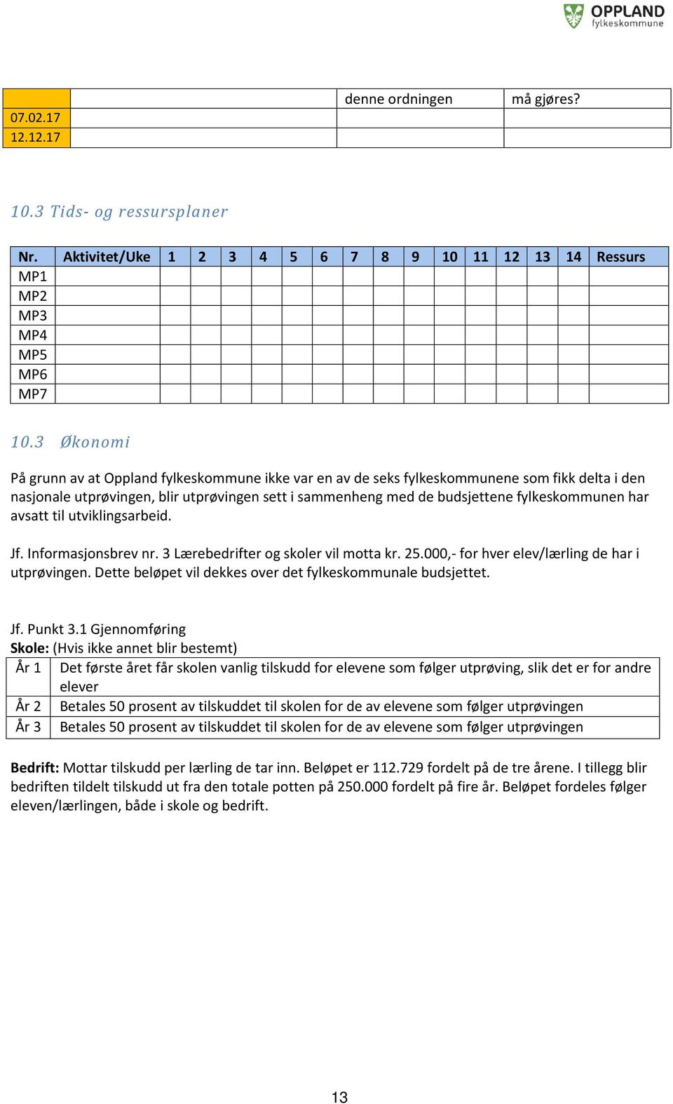 har avsatt til utviklingsarbeid. Jf. Informasjonsbrev nr. 3 Lærebedrifter og skoler vil motta kr. 25.000,- for hver elev/lærling de har i utprøvingen.