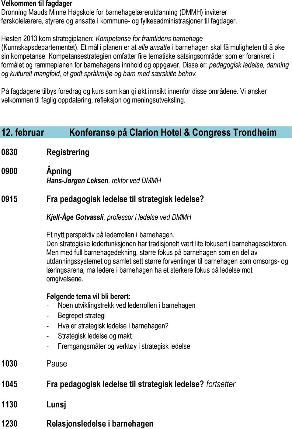 Kompetansestrategien omfatter fire tematiske satsingsområder som er forankret i formålet og rammeplanen for barnehagens innhold og oppgaver.