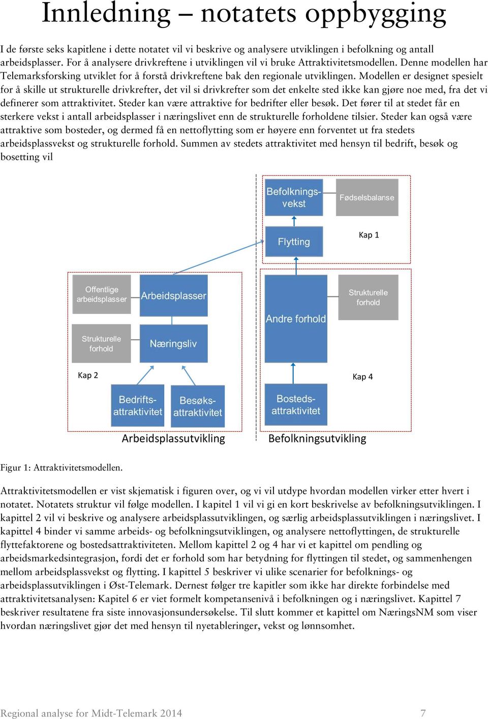 Modellen er designet spesielt for å skille ut strukturelle drivkrefter, det vil si drivkrefter som det enkelte sted ikke kan gjøre noe med, fra det vi definerer som attraktivitet.