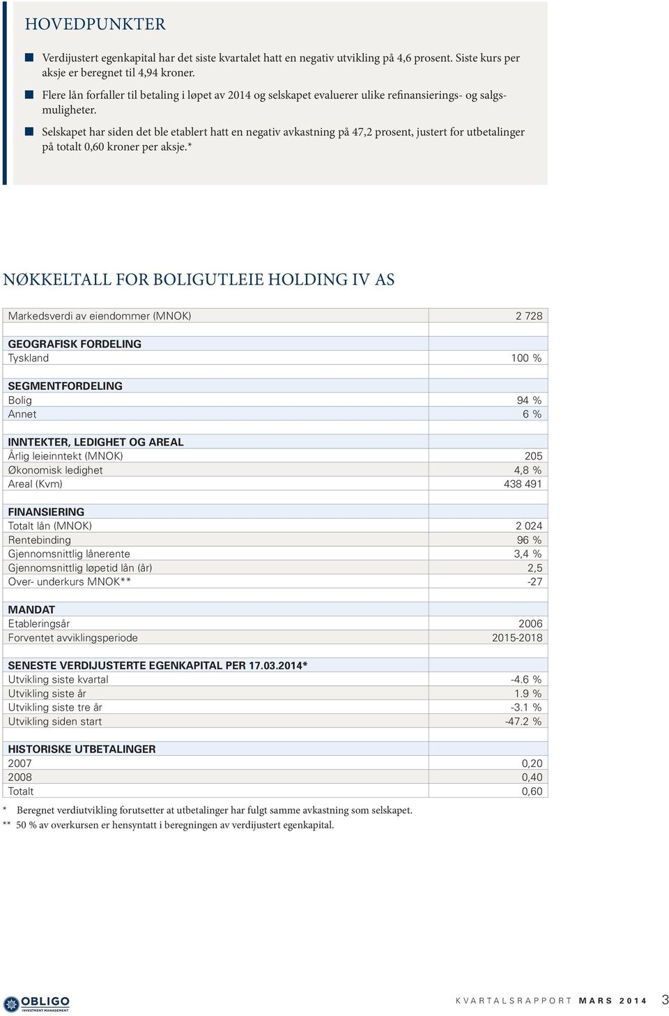 Selskapet har siden det ble etablert hatt en negativ avkastning på 47,2 prosent, justert for utbetalinger på totalt 0,60 kroner per aksje.