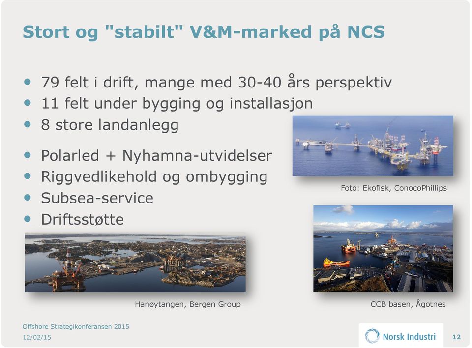 + Nyhamna-utvidelser Riggvedlikehold og ombygging Subsea-service