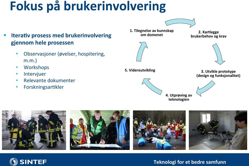 Kartlegge brukerbehov og krav Observasjoner (øvelser, hospitering, m.