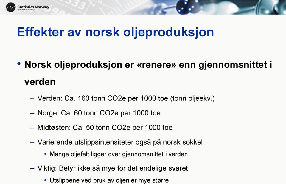 50 tonn CO2e per 1000 toe Varierende utslippsintensiteter også på norsk sokkel Mange oljefelt ligger over