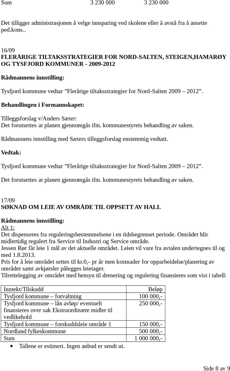 Tilleggsforslag v/anders Sæter: Det forutsettes at planen gjennomgås ifm. kommunestyrets behandling av saken. Rådmannens innstilling med Sæters tilleggsforslag enstemmig vedtatt.