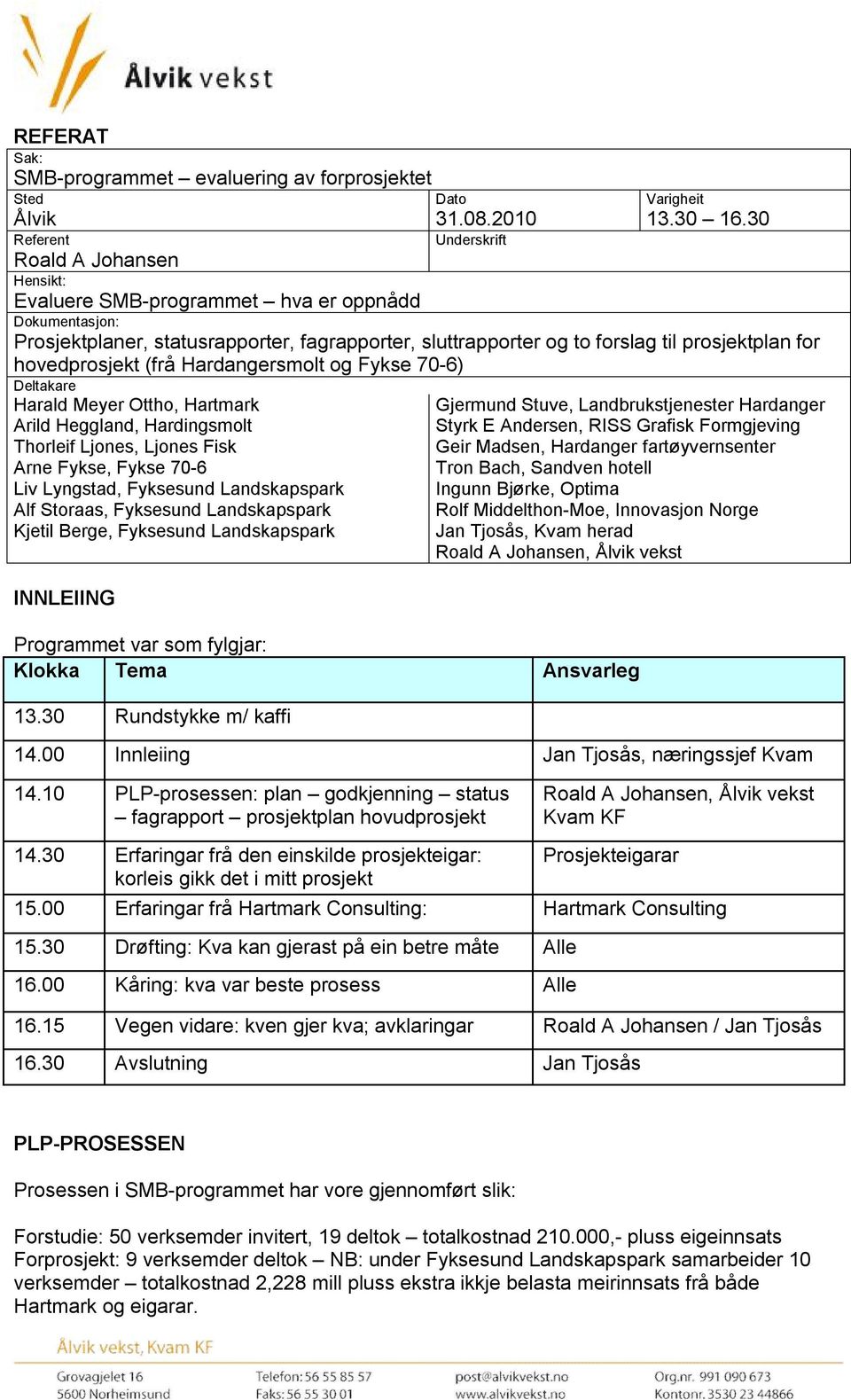 for hovedprosjekt (frå Hardangersmolt og Fykse 70-6) Deltakare Harald Meyer Ottho, Hartmark Arild Heggland, Hardingsmolt Thorleif Ljones, Ljones Fisk Arne Fykse, Fykse 70-6 Liv Lyngstad, Fyksesund