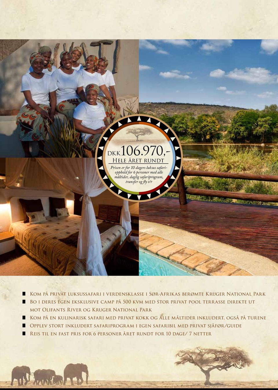 privat luksussafari i verdensklasse i Sør-Afrikas berømte Kruger National Park Bo i deres egen eksklusive camp på 500 kvm med stor privat pool