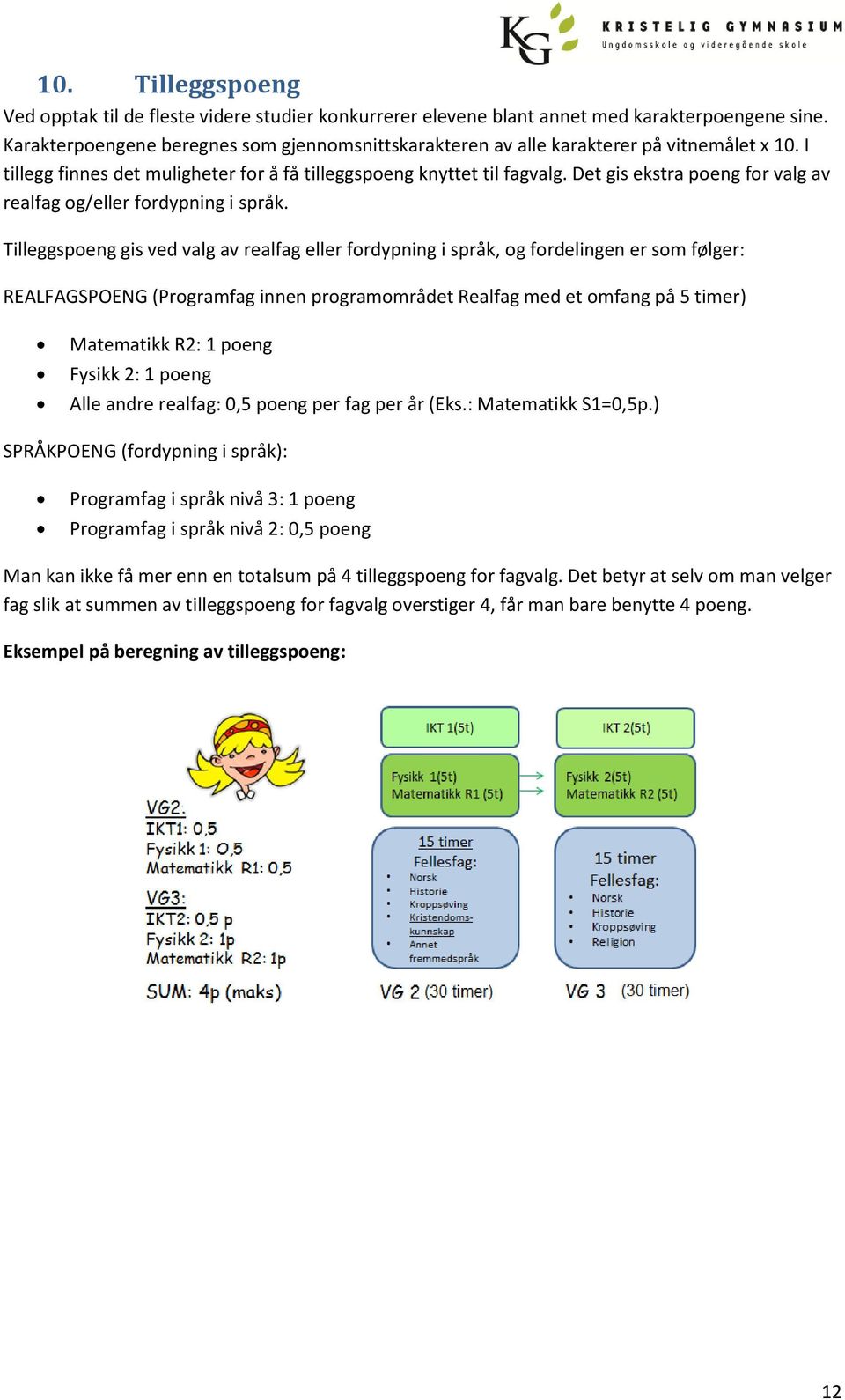 Det gis ekstra poeng for valg av realfag og/eller fordypning i språk.