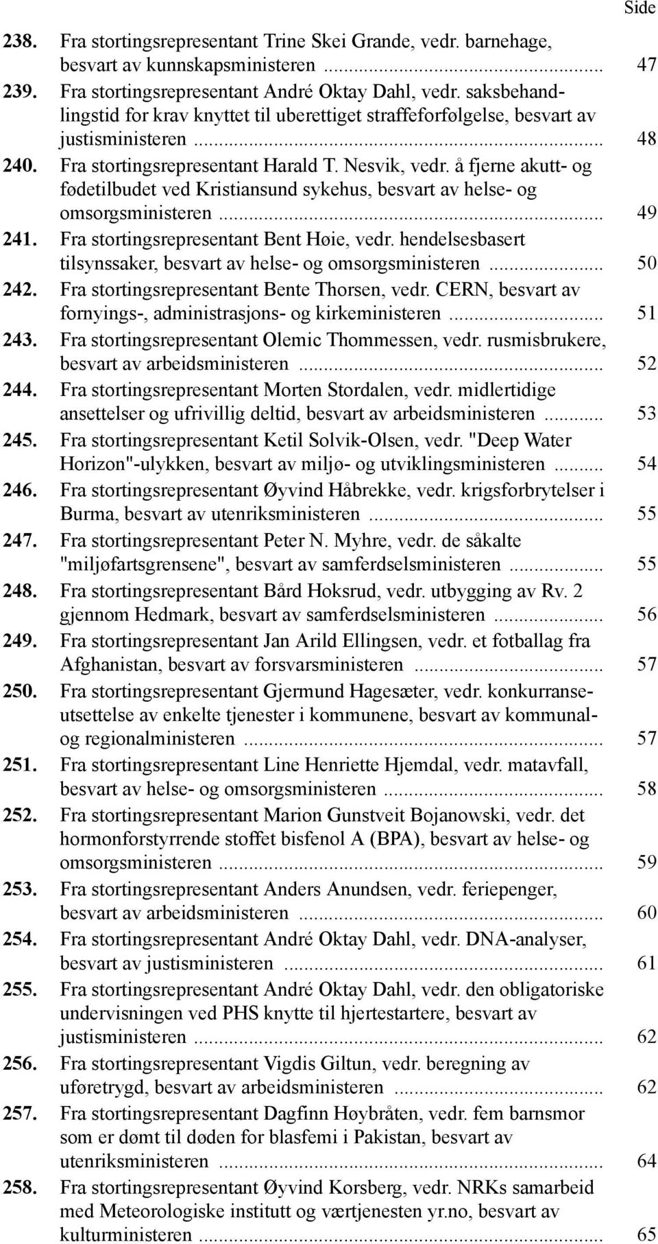å fjerne akutt- og fødetilbudet ved Kristiansund sykehus, besvart av helse- og omsorgsministeren... 49 241. Fra stortingsrepresentant Bent Høie, vedr.