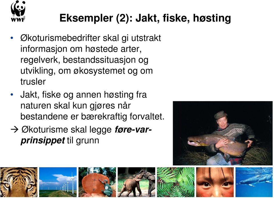 økosystemet og om trusler Jakt, fiske og annen høsting fra naturen skal kun