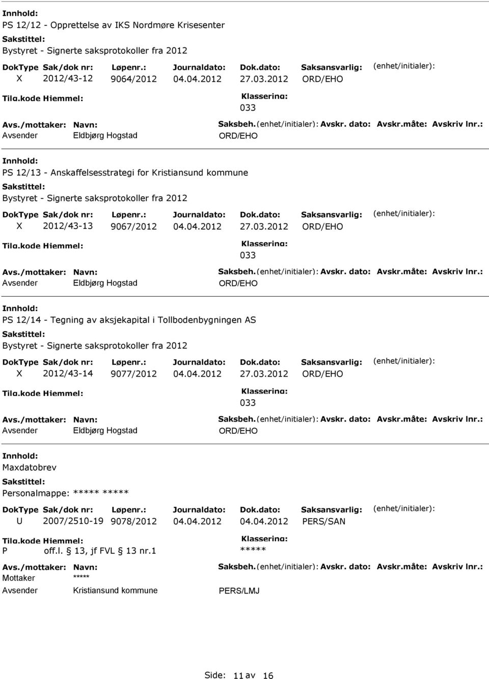 2012 vsender Eldbjørg Hogstad PS 12/14 - Tegning av aksjekapital i Tollbodenbygningen S Bystyret - Signerte saksprotokoller fra 2012