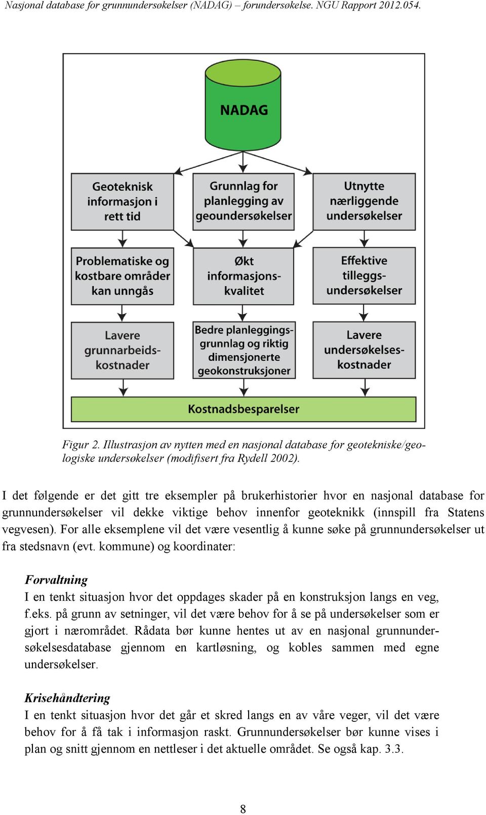 For alle eksemplene vil det være vesentlig å kunne søke på grunnundersøkelser ut fra stedsnavn (evt.